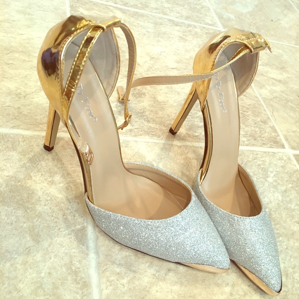 Metallic Pointed Toe Glittery High Heel Pumps
